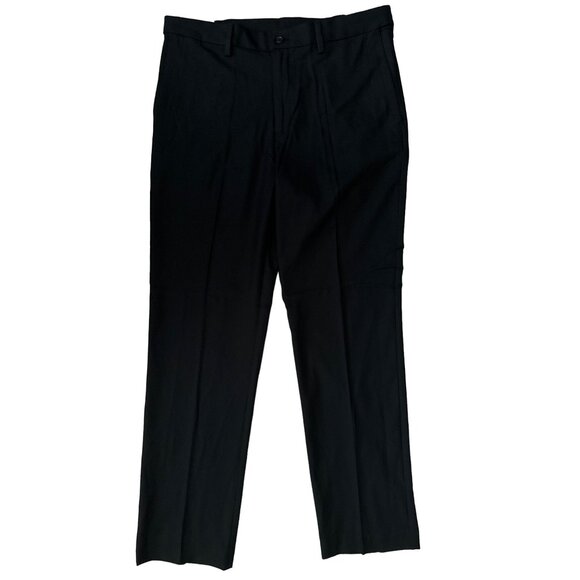 NWT SAVANE Black Straight Fit Pants Flat Front Adjustable Waist Size 34x32 - Picture 1 of 5